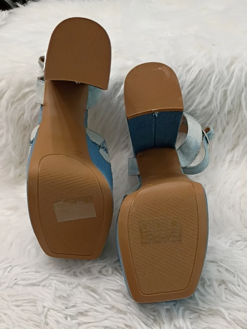 New Journee Collection Asherby Platform Slingback Sandal in Denim Blue - Women 7